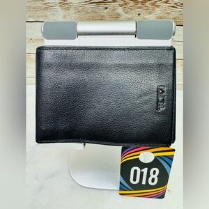 TUMI Bifold Wallet Mens Nylon Black Leather  Money Card Holder
